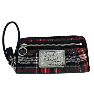 Coach Poppy Signature Tartan Plaid Wallet Vintage y2K w/ Hangtag Zip Up Wristlet